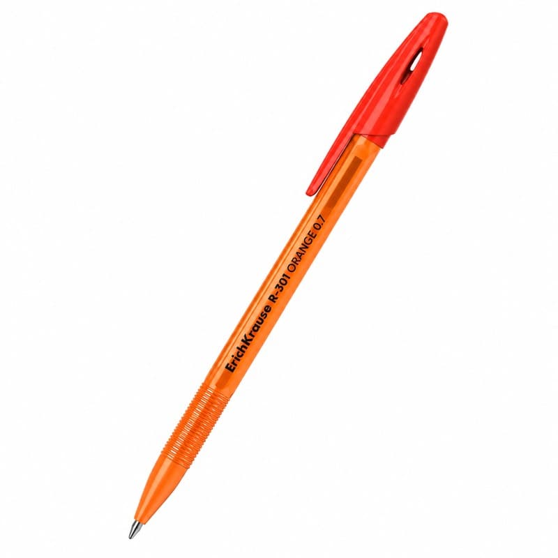 Ручка шариковая, 0.7мм, красная, жёлтый корпус., R-301 ORANGE Stick. ERICH KRAUSE