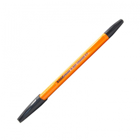 Ручка шариковая, 0.7мм, чёрная, жёлтый корпус., R-301 ORANGE Stick. ERICH KRAUSE