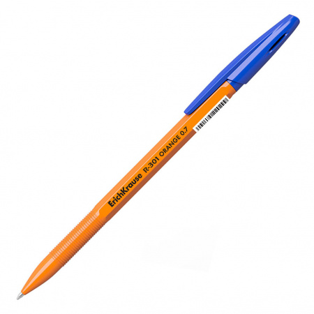 Ручка шариковая, 0.7мм, синяя, жёлтый корпус., R-301 ORANGE Stick. ERICH KRAUSE