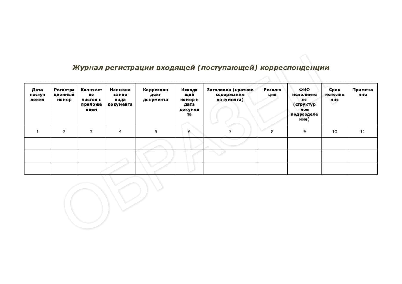 Журнал входящей корреспонденции