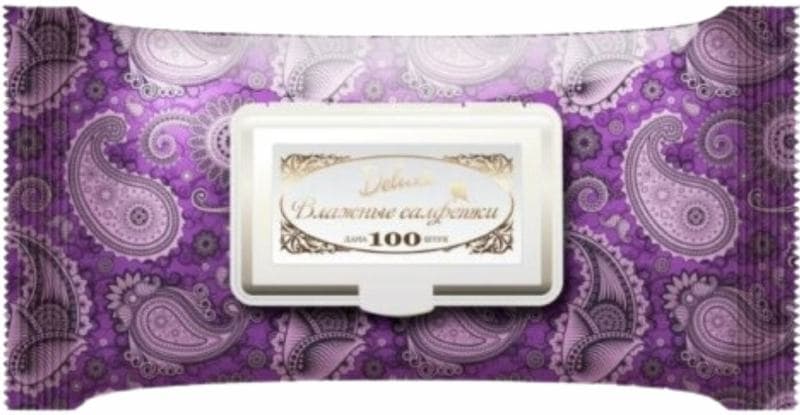 Салфетки влажные с клапаном 100шт. "Ежевичный" DELUXE