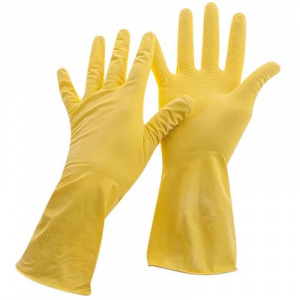 Перчатки резиновые плотные желтые