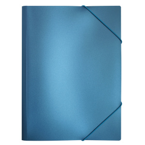 Папка на резинках, пластик., А4 , синий металлик, 0,5мм, INDEX